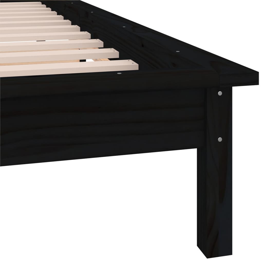 Bedframe LED massief hout zwart 75x190 cm – afbeelding 9