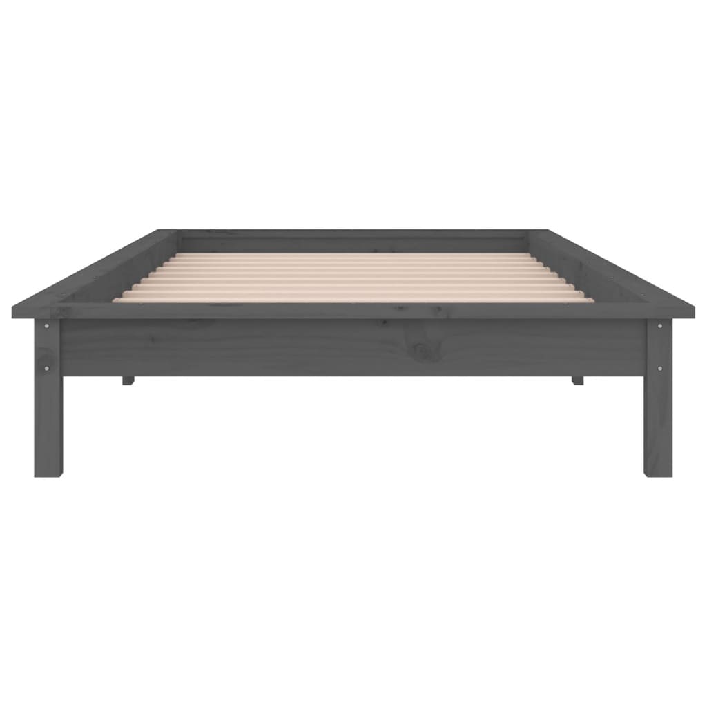 Bedframe LED massief hout grijs 90x190 cm – afbeelding 7