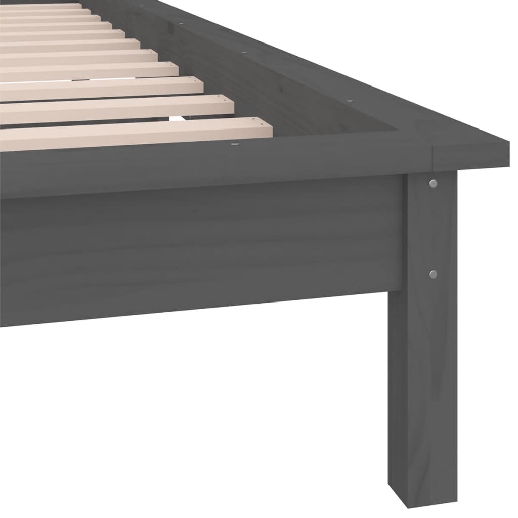 Bedframe LED massief hout grijs 90x190 cm – afbeelding 9