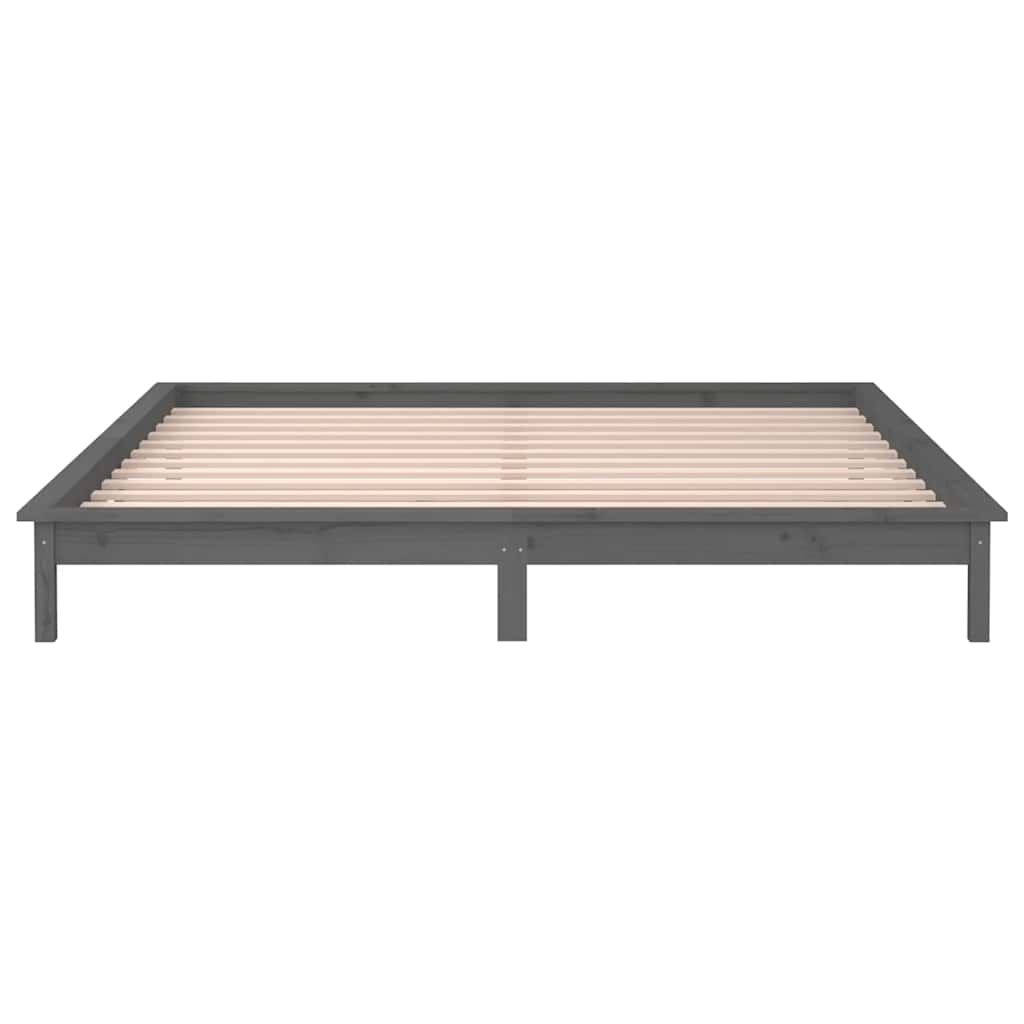 Bedframe LED massief hout grijs 120x190 cm – afbeelding 7