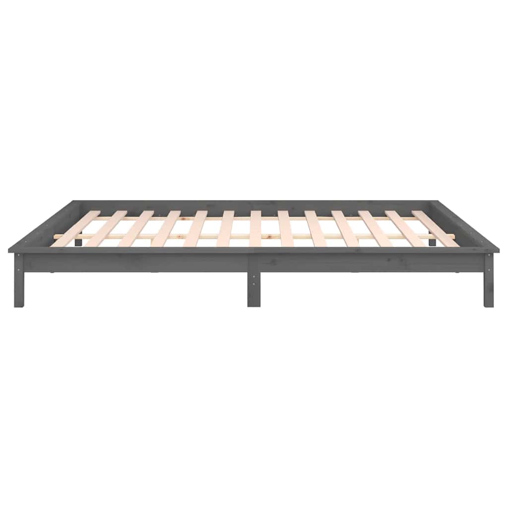 Bedframe LED massief hout grijs 120x190 cm – afbeelding 8