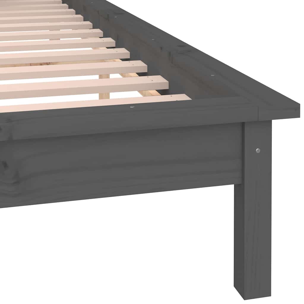 Bedframe LED massief hout grijs 120x190 cm – afbeelding 9