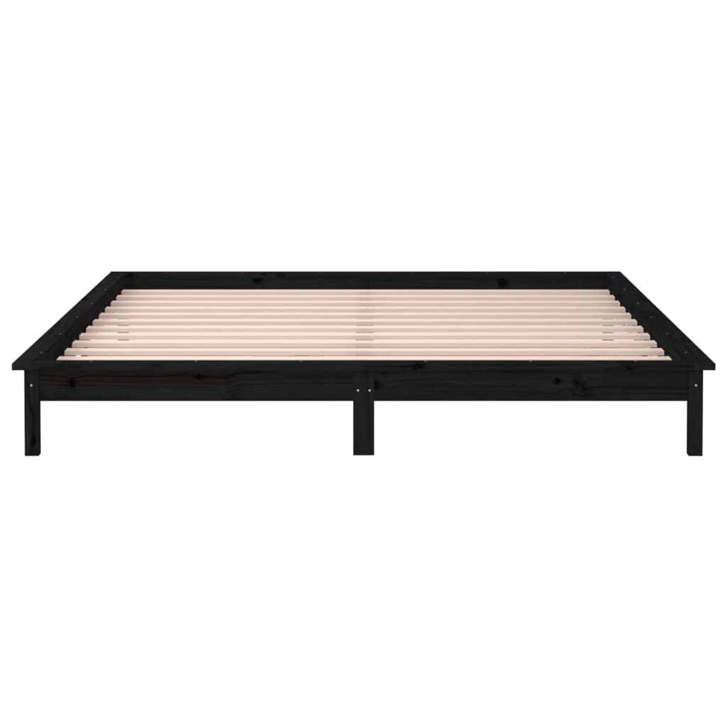 Bedframe LED massief hout zwart 120x190 cm – afbeelding 7