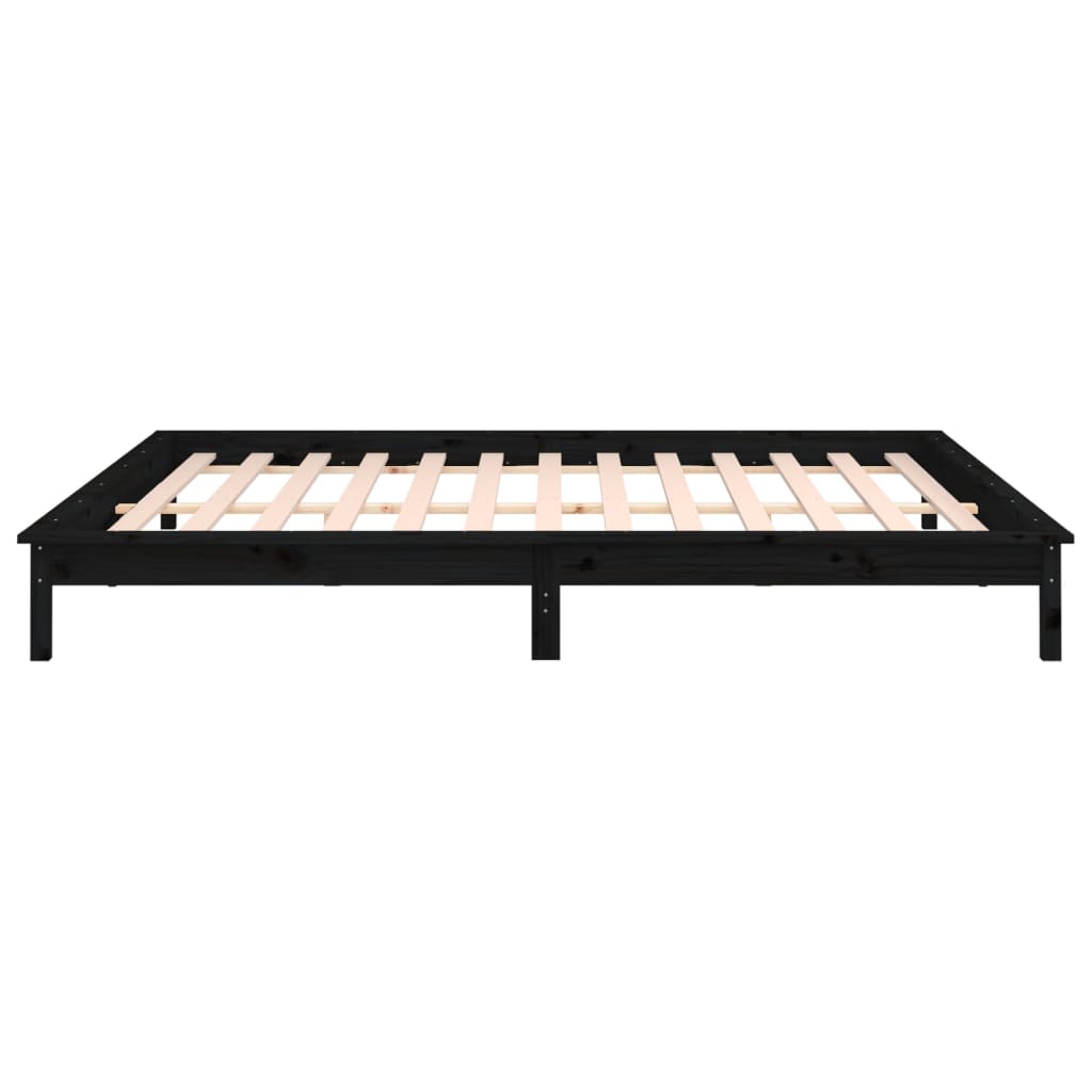 Bedframe LED massief hout zwart 120x190 cm – afbeelding 8