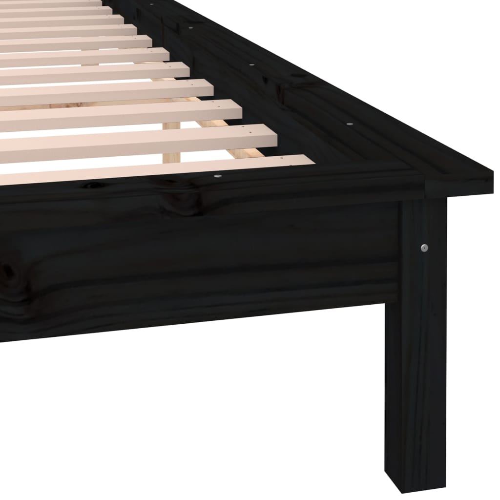 Bedframe LED massief hout zwart 120x190 cm – afbeelding 9
