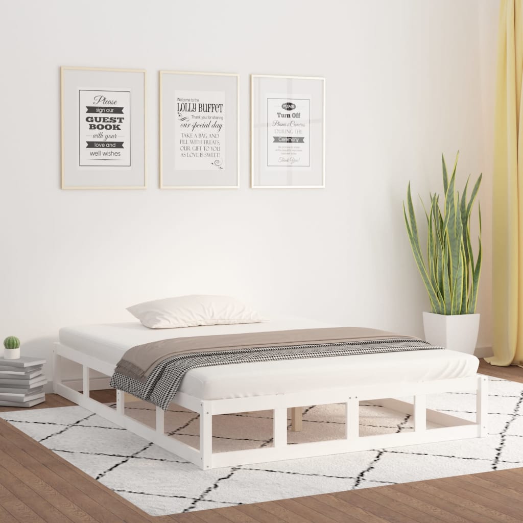 Bedframe massief hout wit 160x200 cm – afbeelding 1