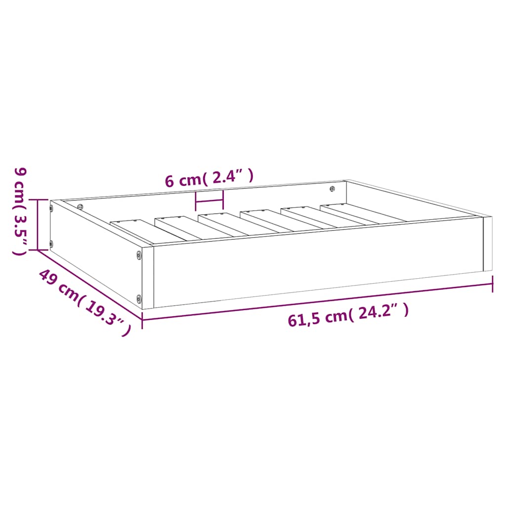 Hondenmand 61,5x49x9 cm massief grenenhout zwart – afbeelding 8