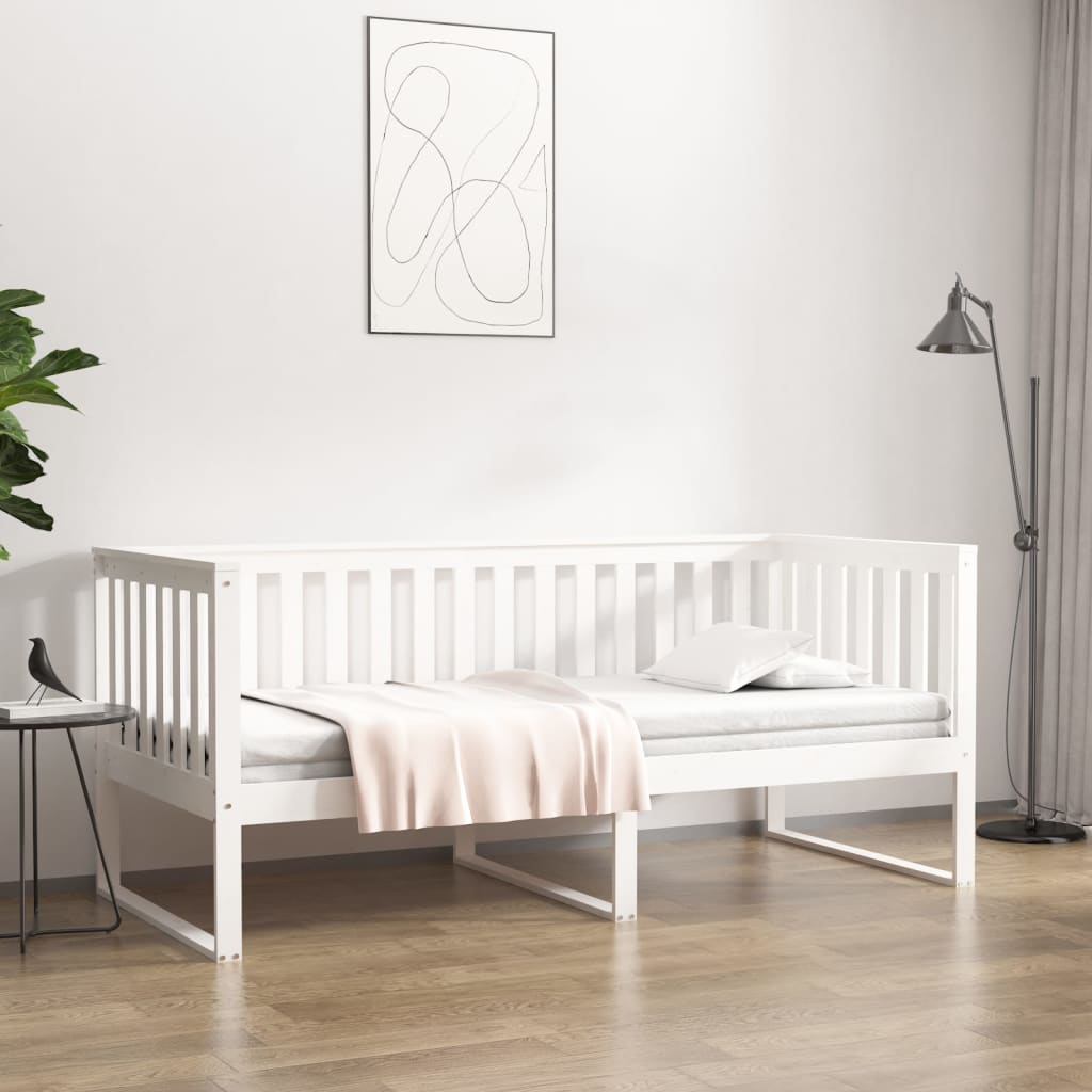 Slaapbank zonder matras 100x200 cm massief grenenhout wit – afbeelding 1