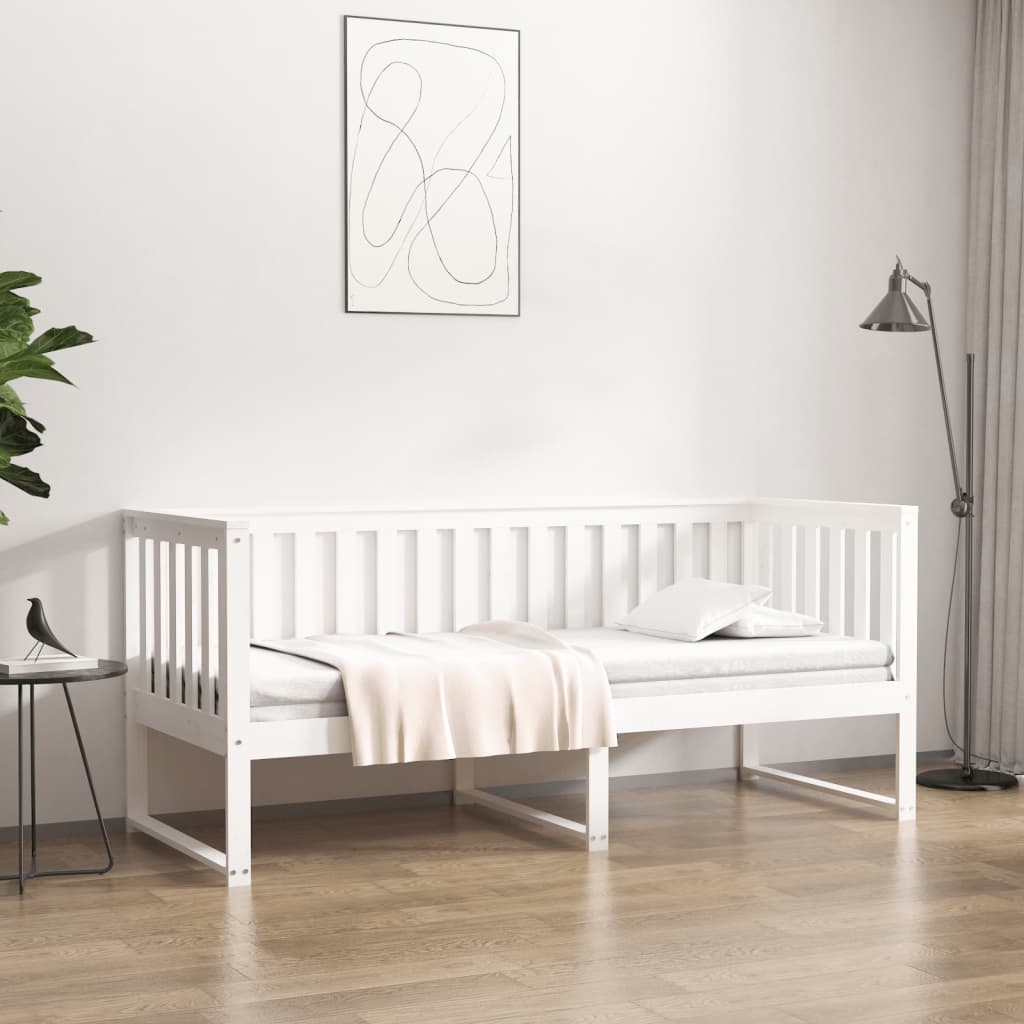 Slaapbank zonder matras 75x190 cm massief grenenhout wit – afbeelding 1