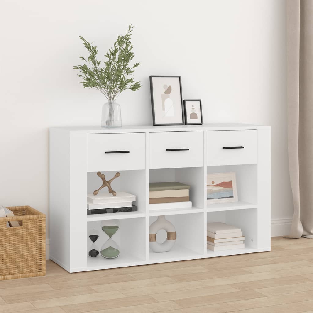 Dressoir 100x30x59,5 cm bewerkt hout wit – afbeelding 1
