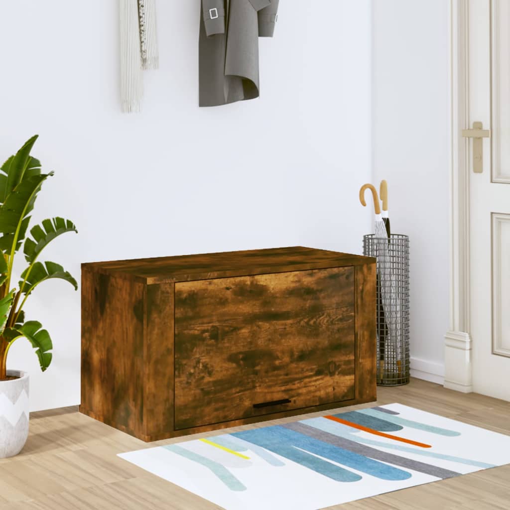 Wandschoenenkast 70x35x38 cm massief grenenhout gerookt eiken – afbeelding 1