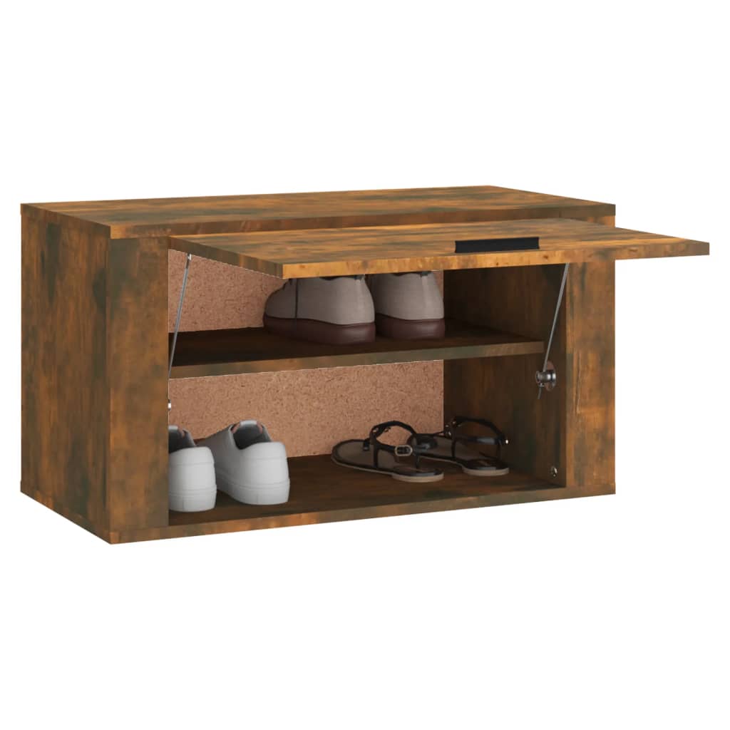 Wandschoenenkast 70x35x38 cm massief grenenhout gerookt eiken – afbeelding 4