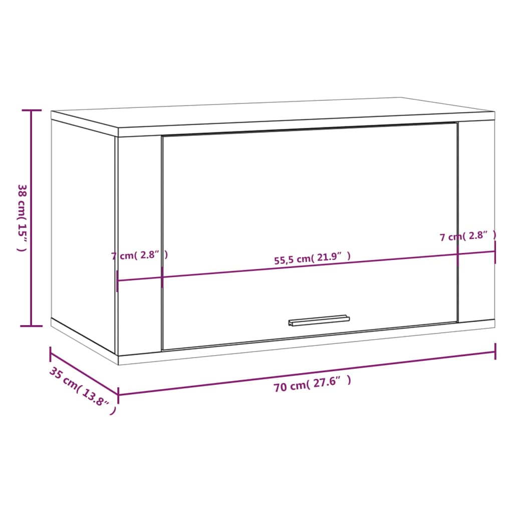 Wandschoenenkast 70x35x38 cm massief grenenhout gerookt eiken – afbeelding 9