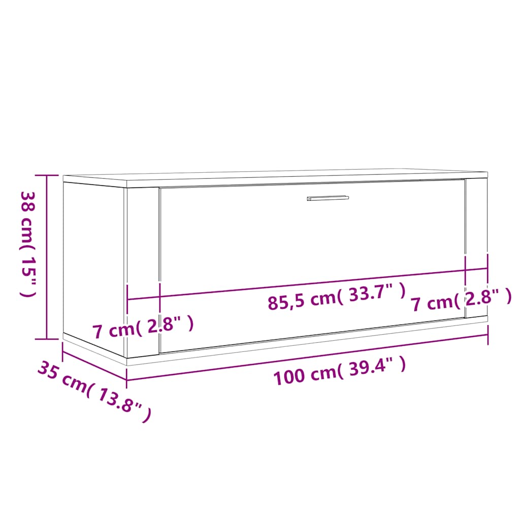 Wandschoenenkast 100x35x38 cm bewerkt hout sonoma eiken – afbeelding 11