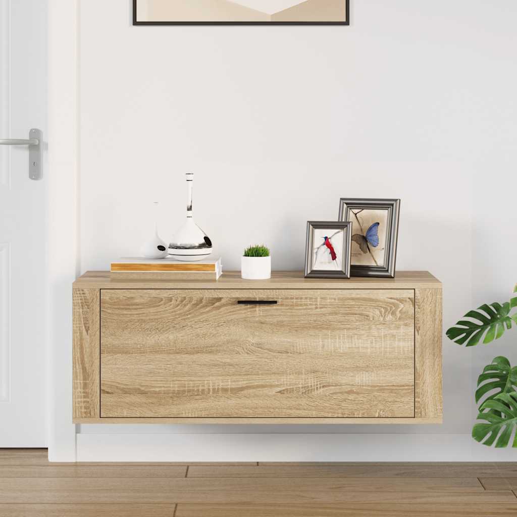 Wandschoenenkast 100x35x38 cm bewerkt hout sonoma eiken – afbeelding 3