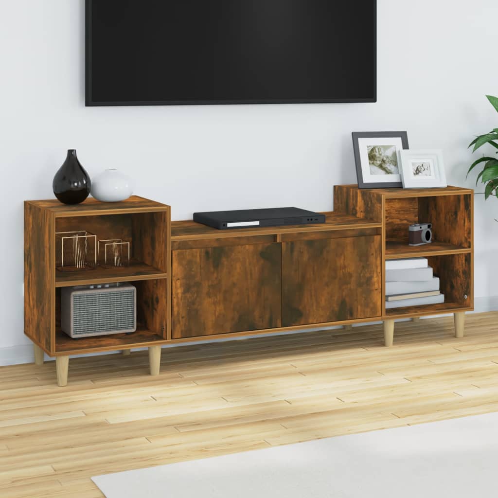 Tv-meubel 160x35x55 cm bewerkt hout gerookt eikenkleurig – afbeelding 1