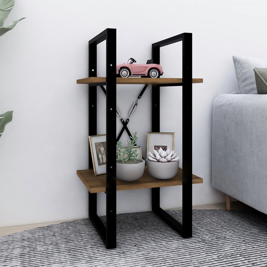 Boekenkast 2-laags 40x30x70 cm bewerkt hout bruin eikenkleur