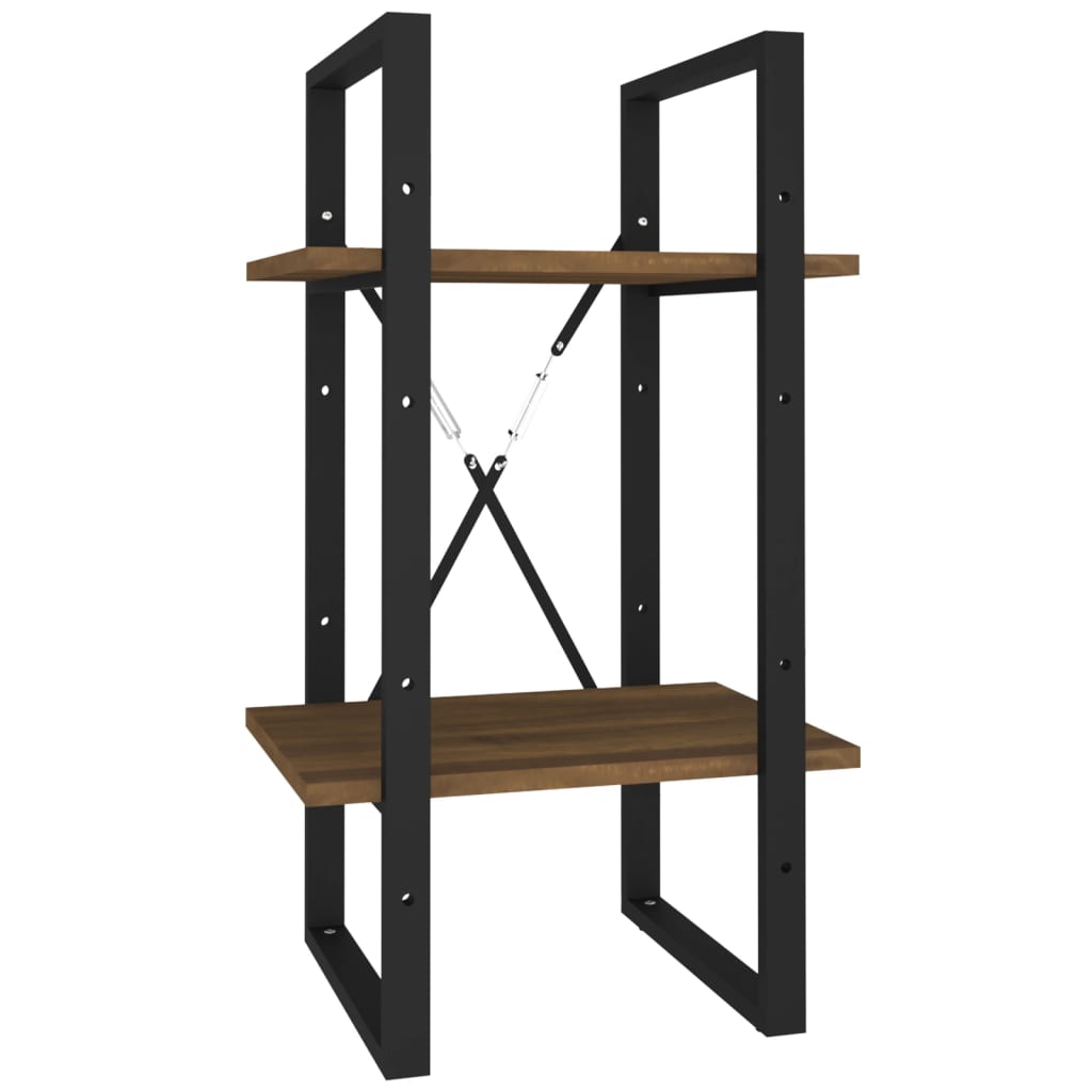 Boekenkast 2-laags 40x30x70 cm bewerkt hout bruin eikenkleur – afbeelding 2