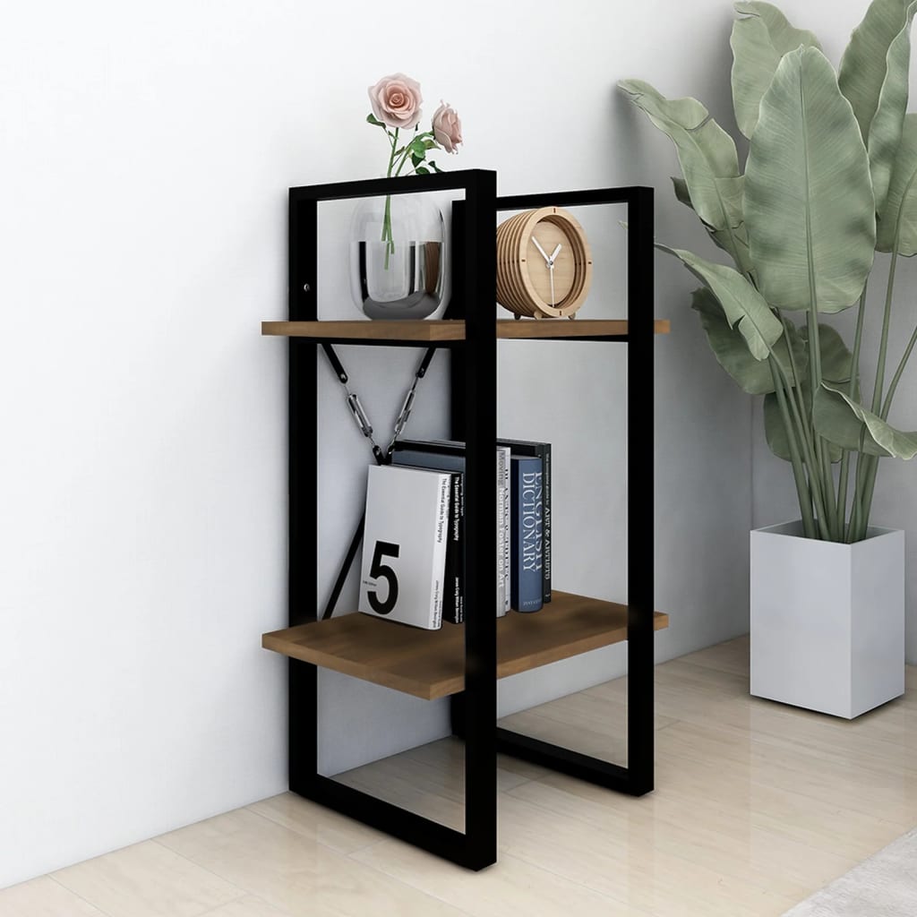 Boekenkast 2-laags 40x30x70 cm bewerkt hout bruin eikenkleur – afbeelding 3