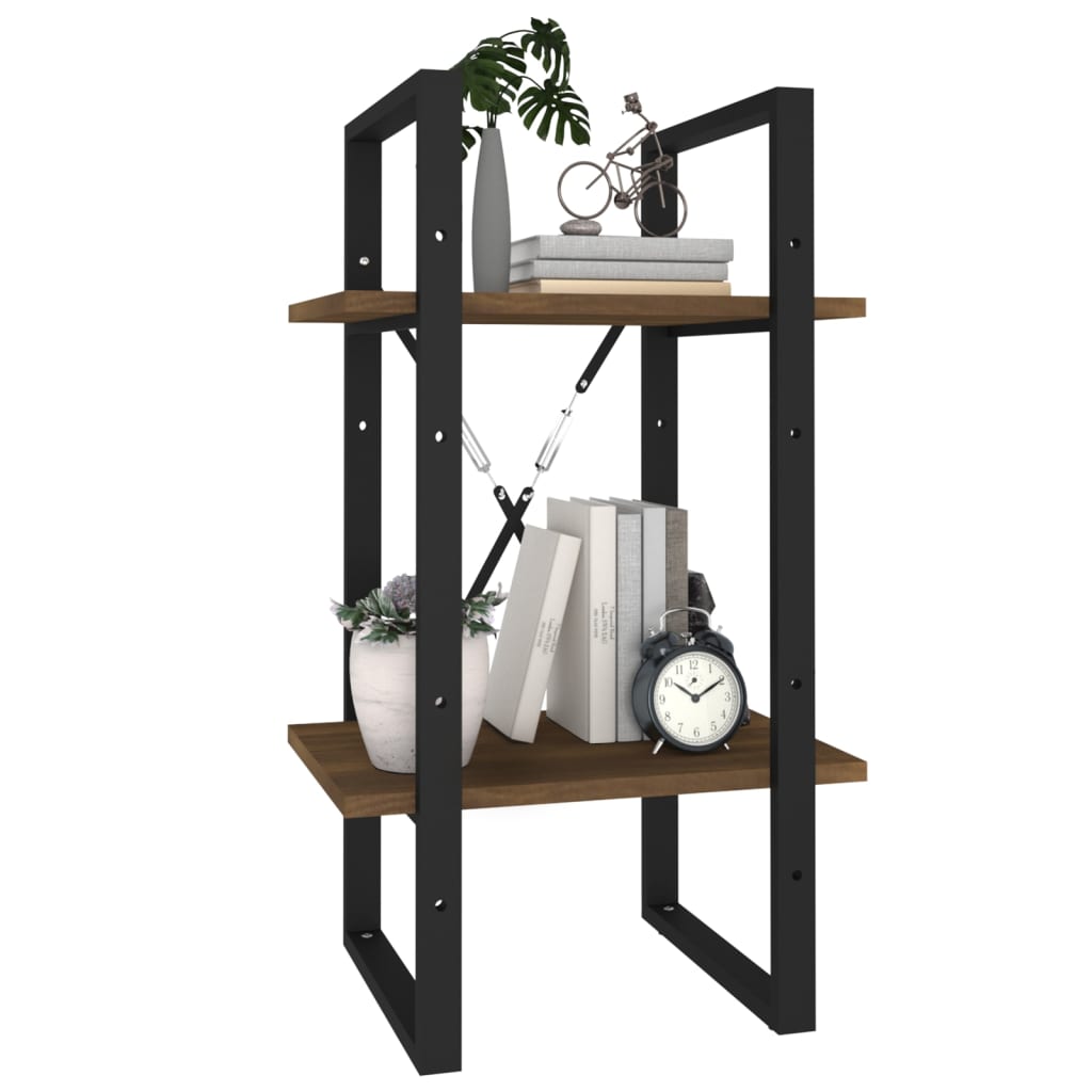 Boekenkast 2-laags 40x30x70 cm bewerkt hout bruin eikenkleur – afbeelding 4