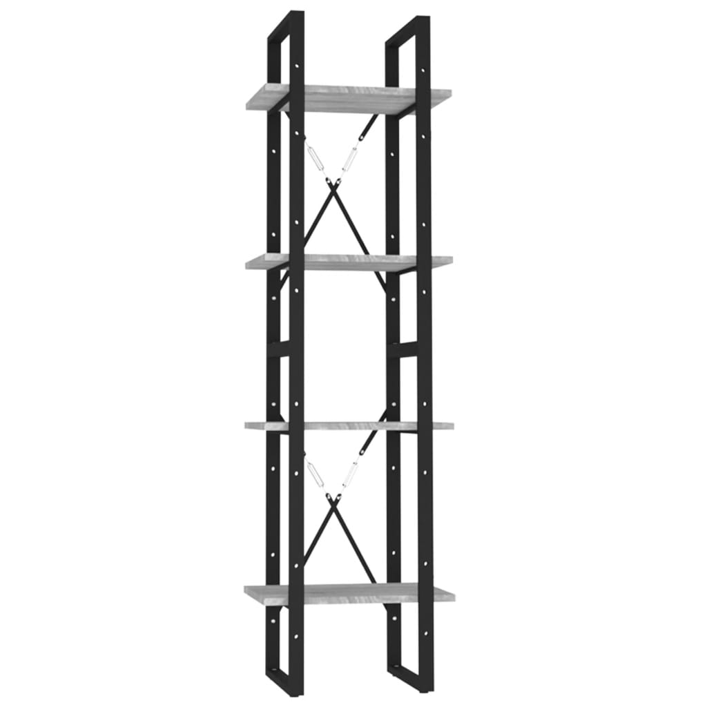 Boekenkast 4-laags 40x30x140 cm bewerkt hout grijs sonoma eiken – afbeelding 2