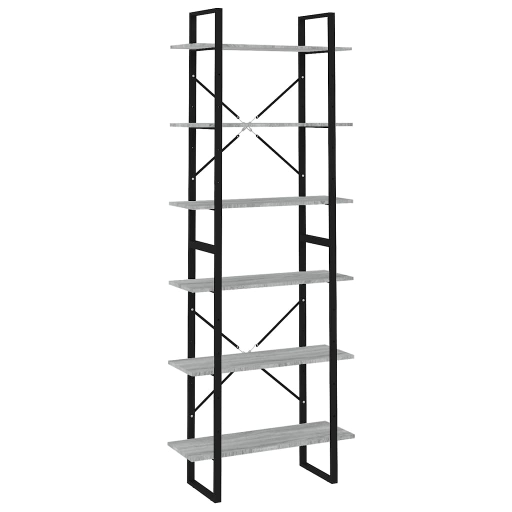 Hoge kast 80x30x210 cm bewerkt hout grijs sonoma eikenkleurig – afbeelding 2