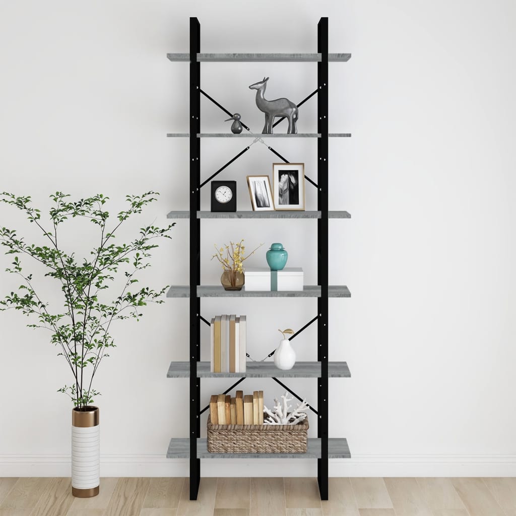 Hoge kast 80x30x210 cm bewerkt hout grijs sonoma eikenkleurig – afbeelding 3