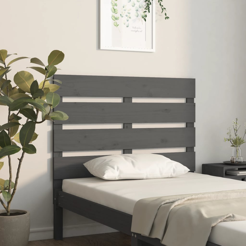 Hoofdbord 100x3x80 cm massief grenenhout grijs – afbeelding 1