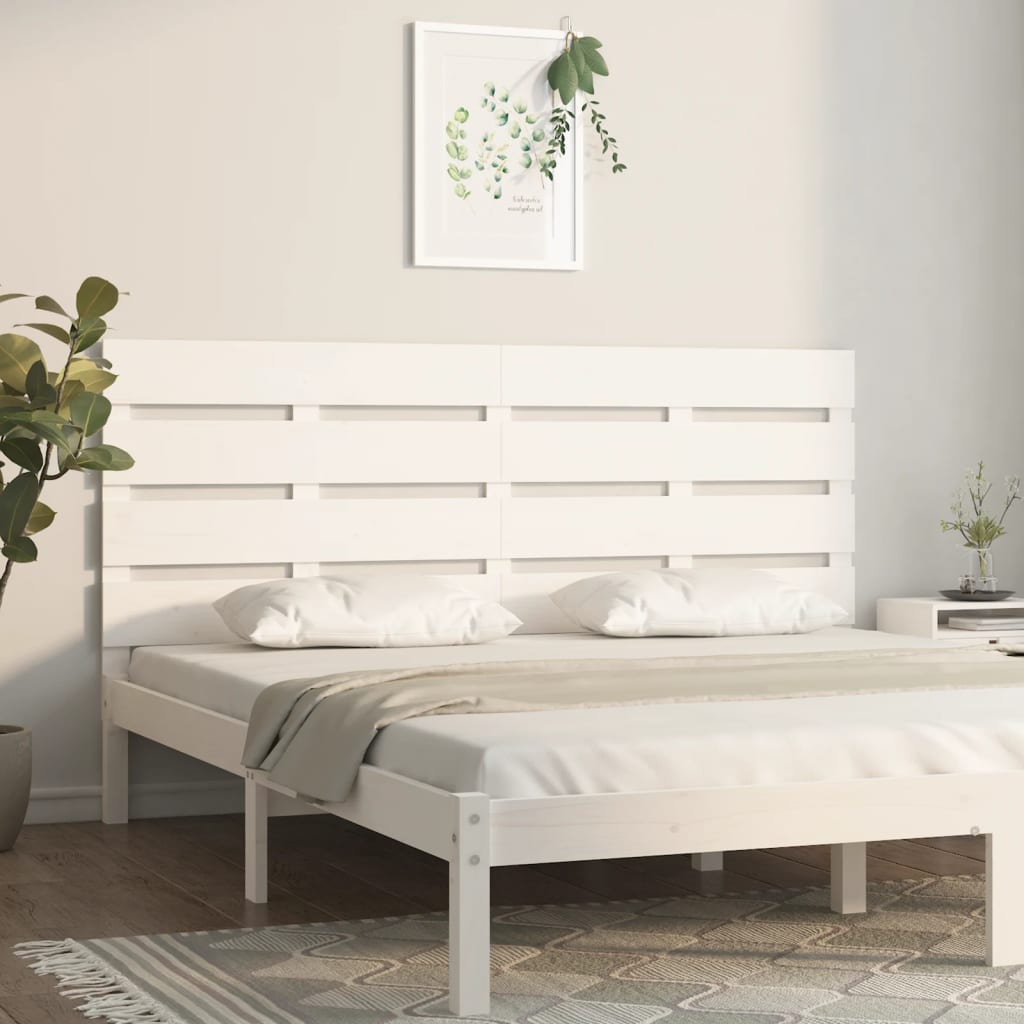 Hoofdbord 120x3x80 cm massief grenenhout wit – afbeelding 1