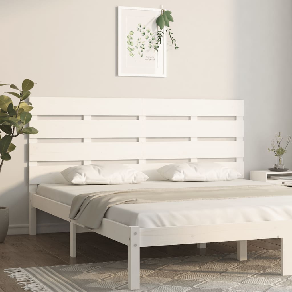 Hoofdbord 140x3x80 cm massief grenenhout wit – afbeelding 1