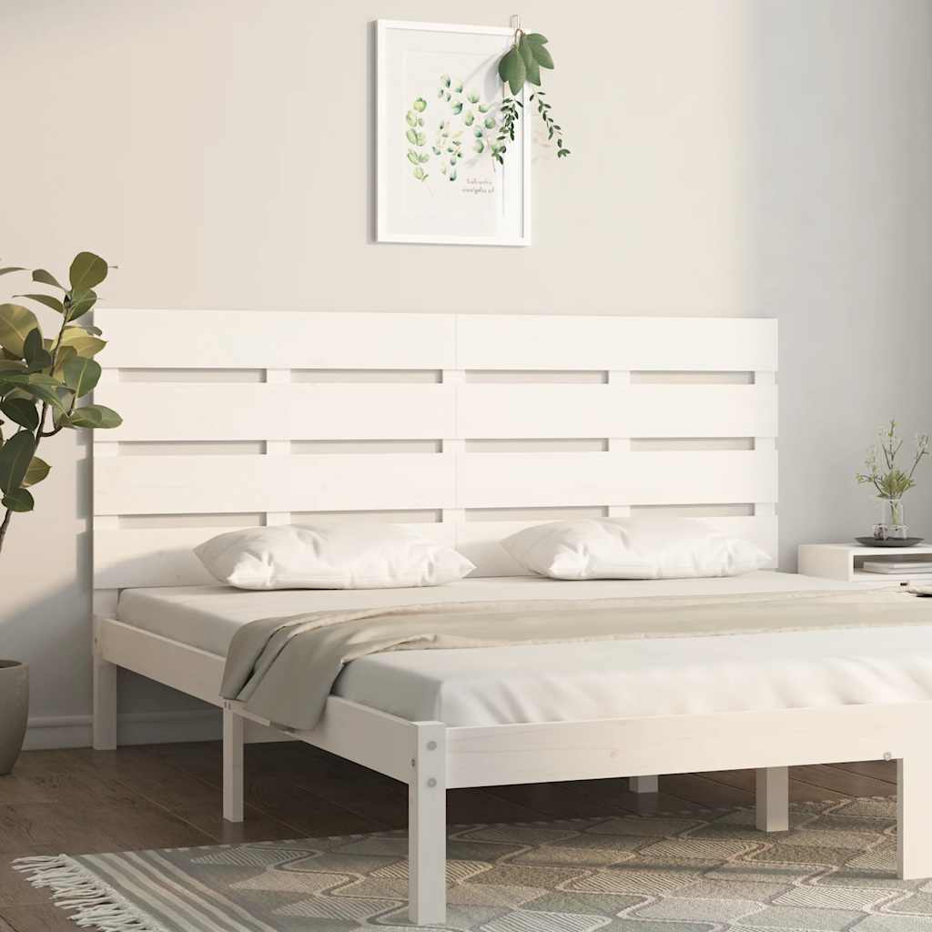 Hoofdbord 180x3x80 cm massief grenenhout wit – afbeelding 1