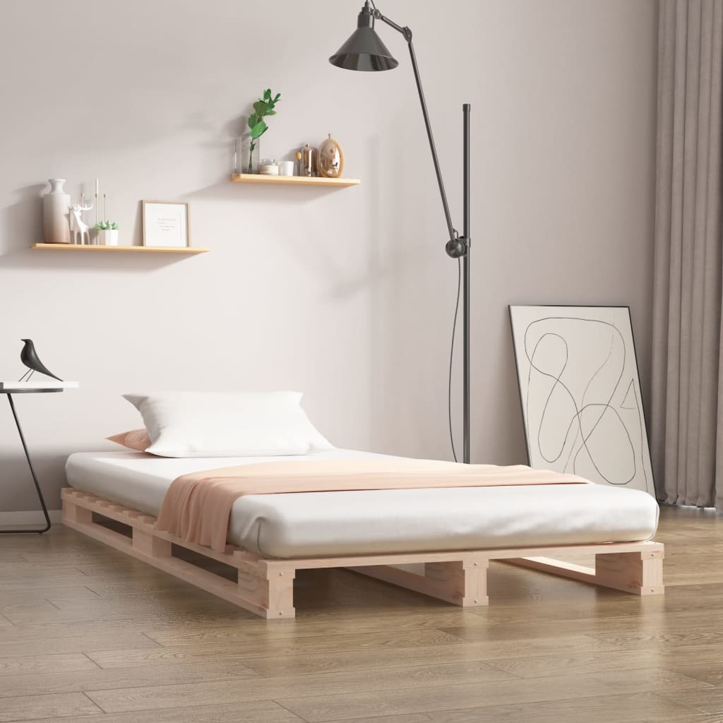 Palletbed massief grenenhout 90x200 cm – afbeelding 1