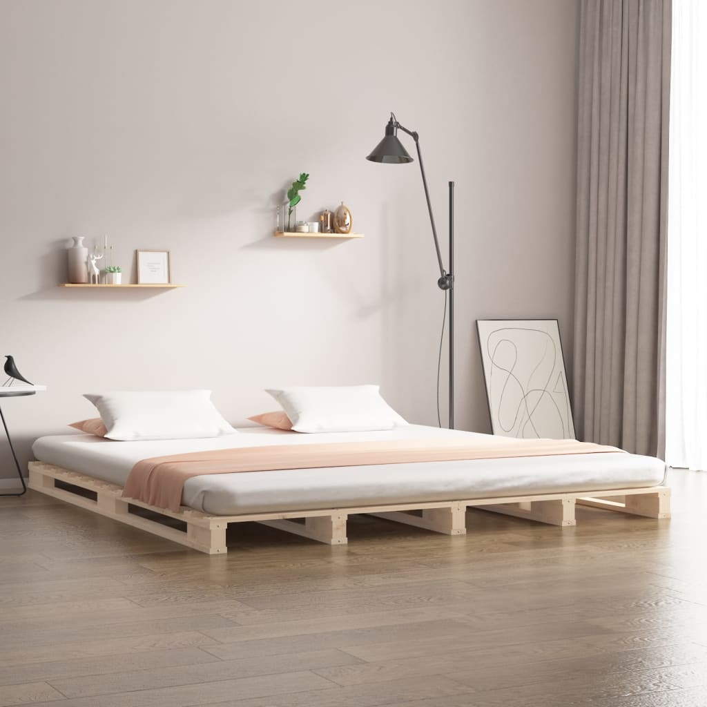 Palletbed massief grenenhout 200x200 cm – afbeelding 1
