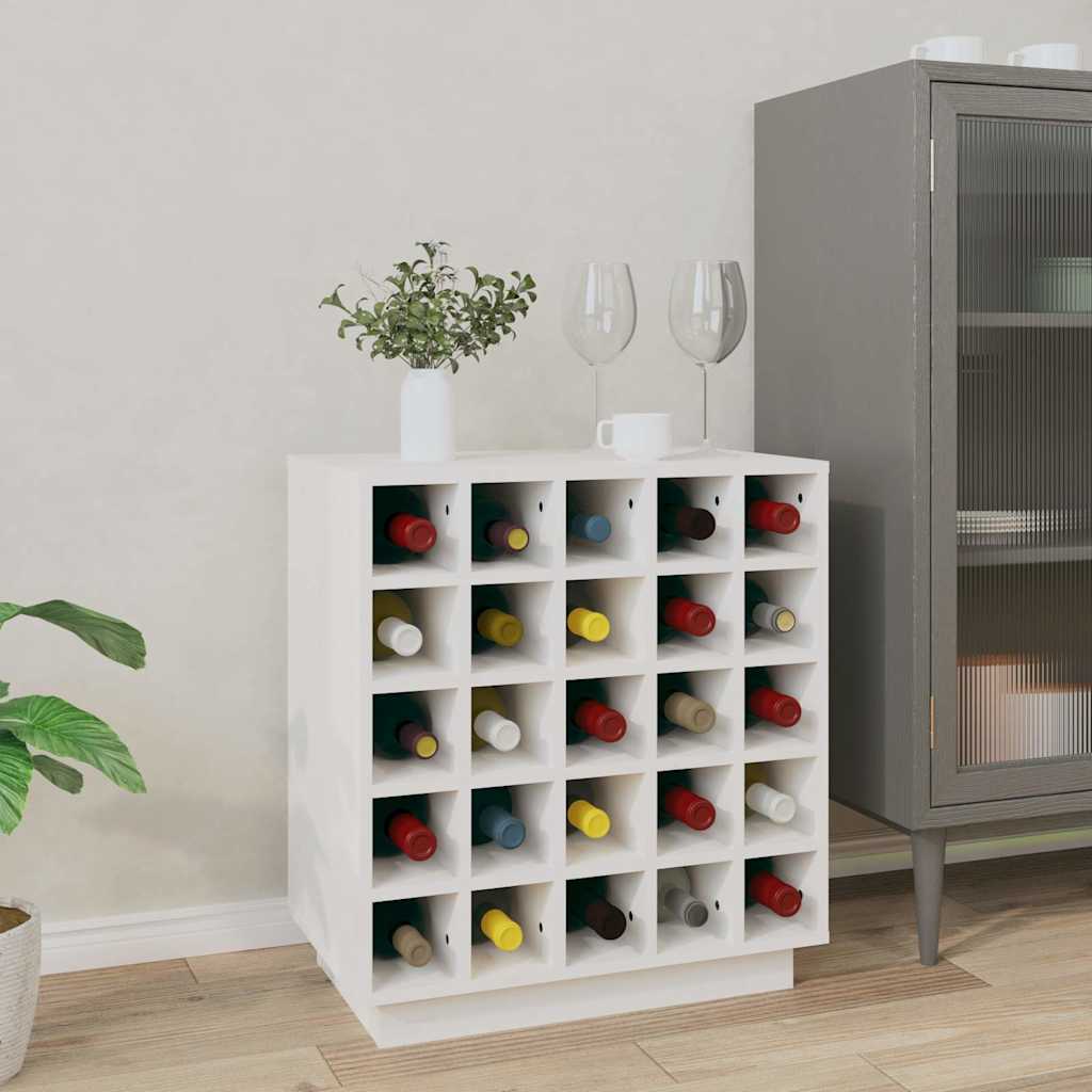 Wijnkast 55,5x34x61 cm massief grenenhout wit – afbeelding 1
