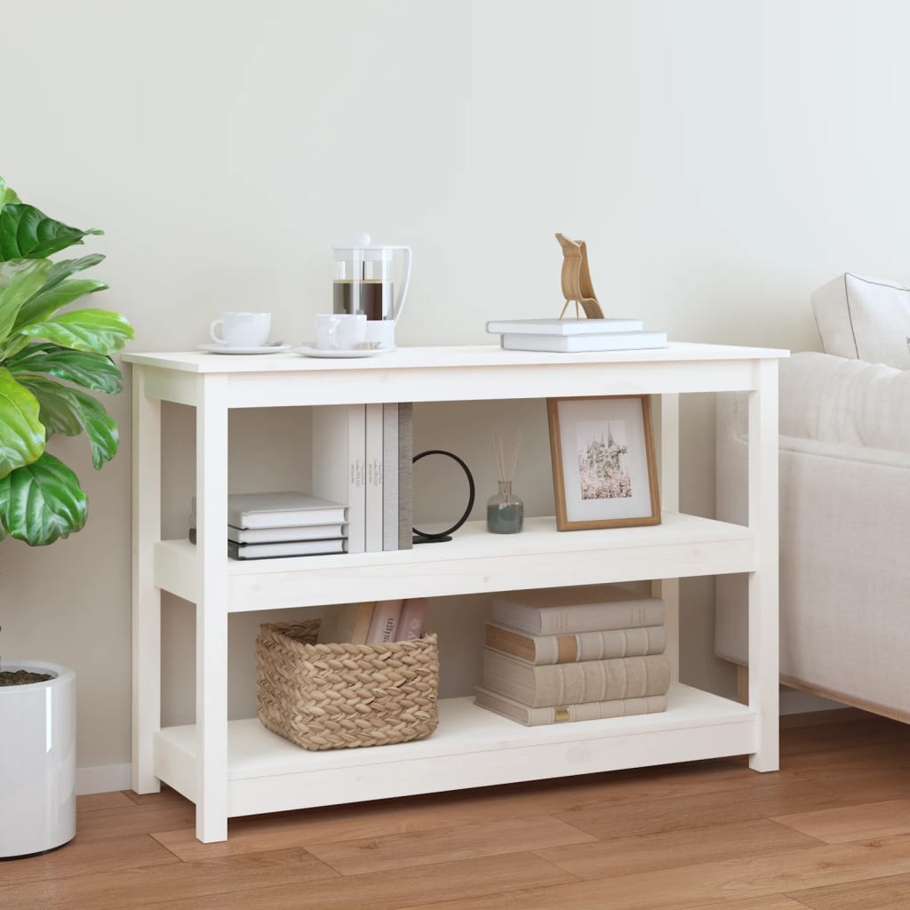 Wandtafel 110x40x74 cm massief grenenhout wit – afbeelding 1
