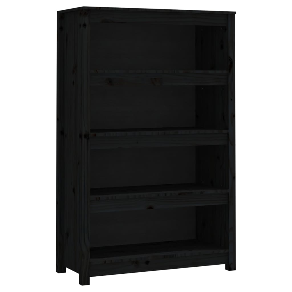 Boekenkast 80x35x126 cm massief grenenhout zwart – afbeelding 2