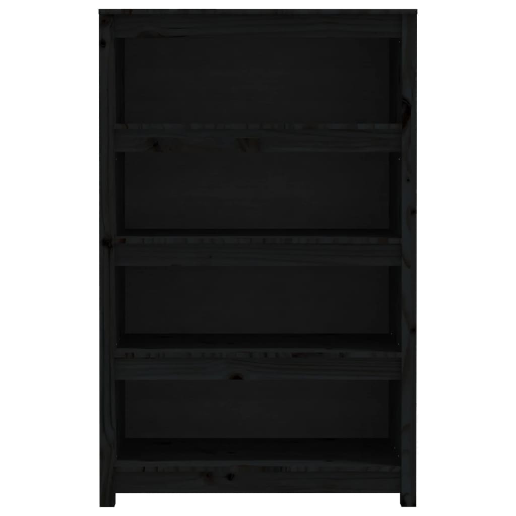 Boekenkast 80x35x126 cm massief grenenhout zwart – afbeelding 4