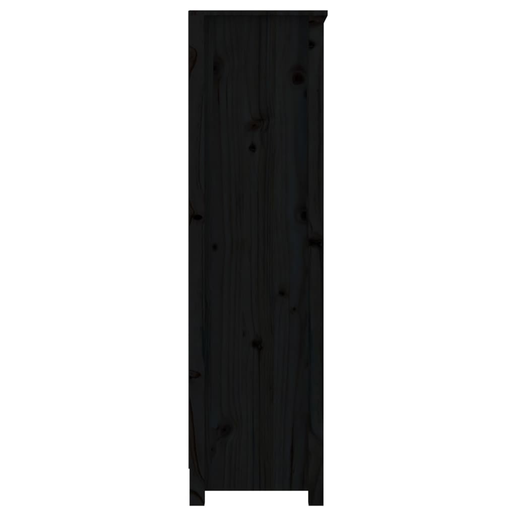 Boekenkast 80x35x126 cm massief grenenhout zwart – afbeelding 5
