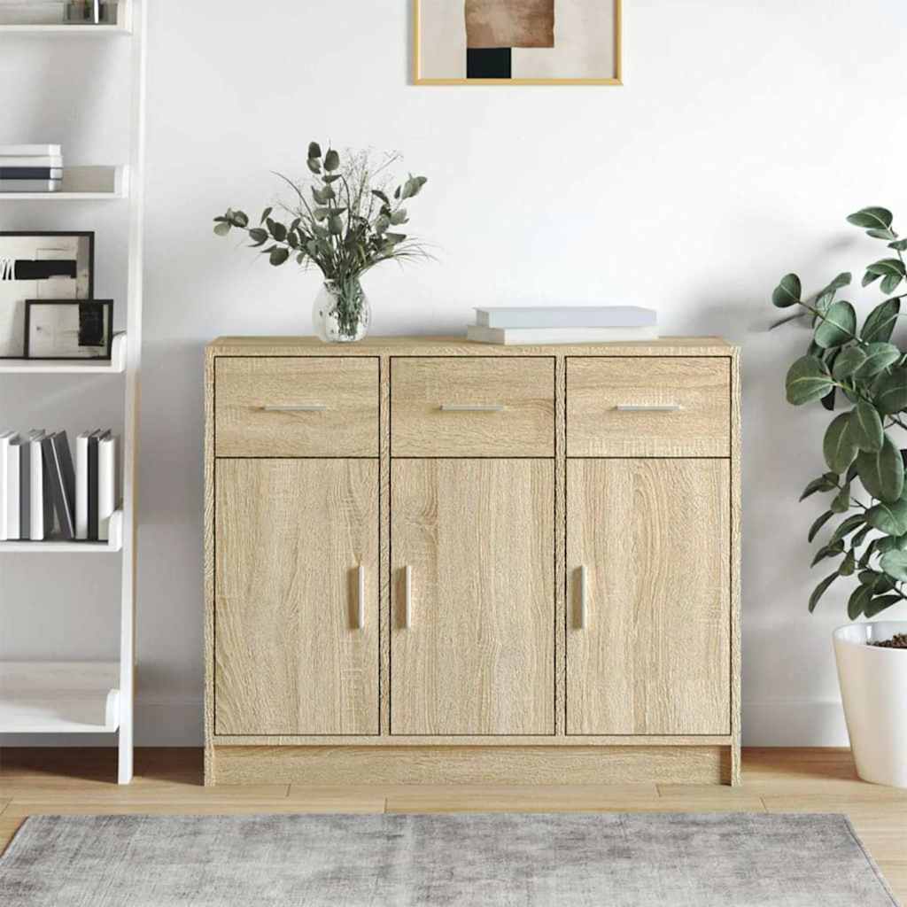 Dressoir 91x28x75 cm bewerkt hout sonoma eikenkleurig – afbeelding 1