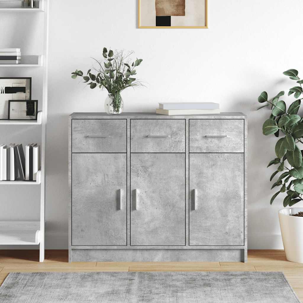 Dressoir 91x28x75 cm bewerkt hout betongrijs