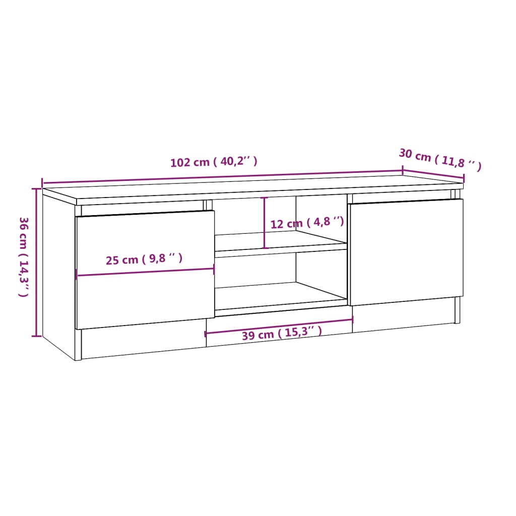 Tv-meubel met deur 102x30x36 cm bruin eikenkleur – afbeelding 9
