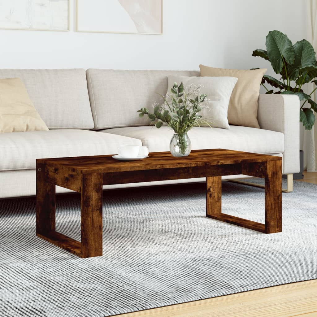 Salontafel 102x50x35 cm bewerkt hout gerookt eikenkleurig