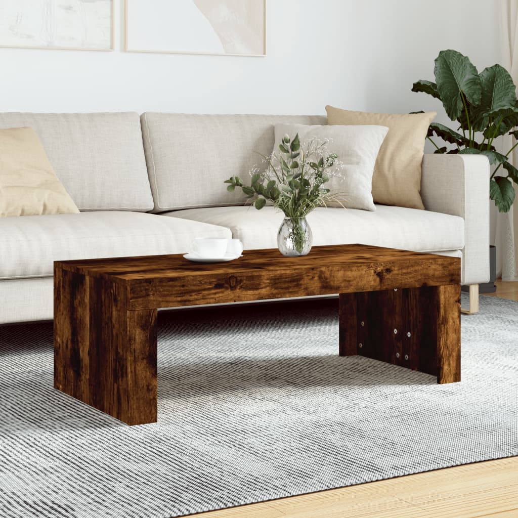 Salontafel 102x50x36 cm bewerkt hout gerookt eikenkleurig