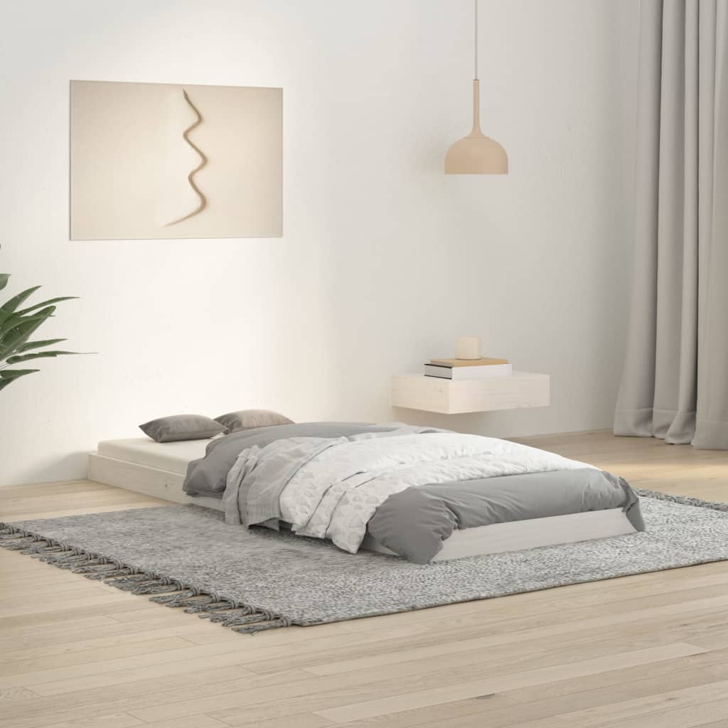 Bedframe massief grenenhout wit 75x190 cm – afbeelding 1
