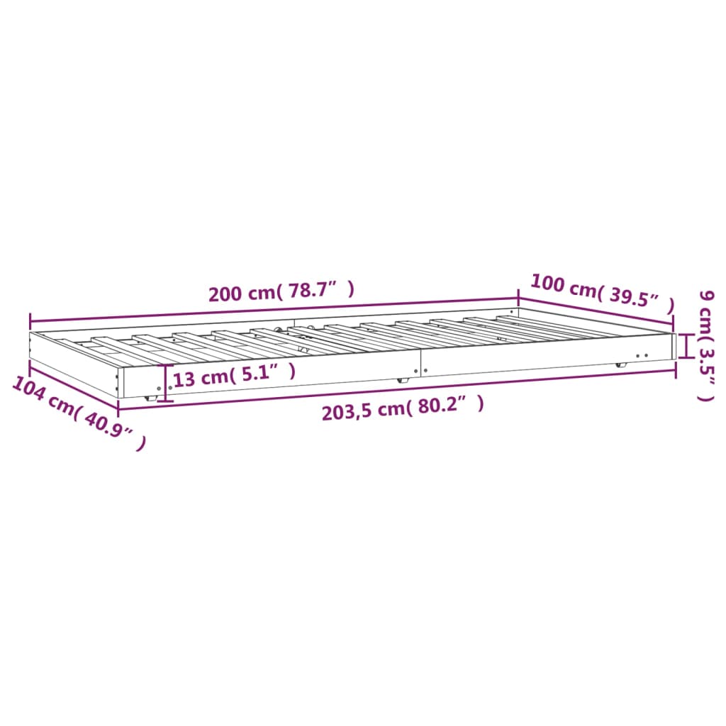 Bedframe massief grenenhout honingbruin 100x200 cm – afbeelding 9