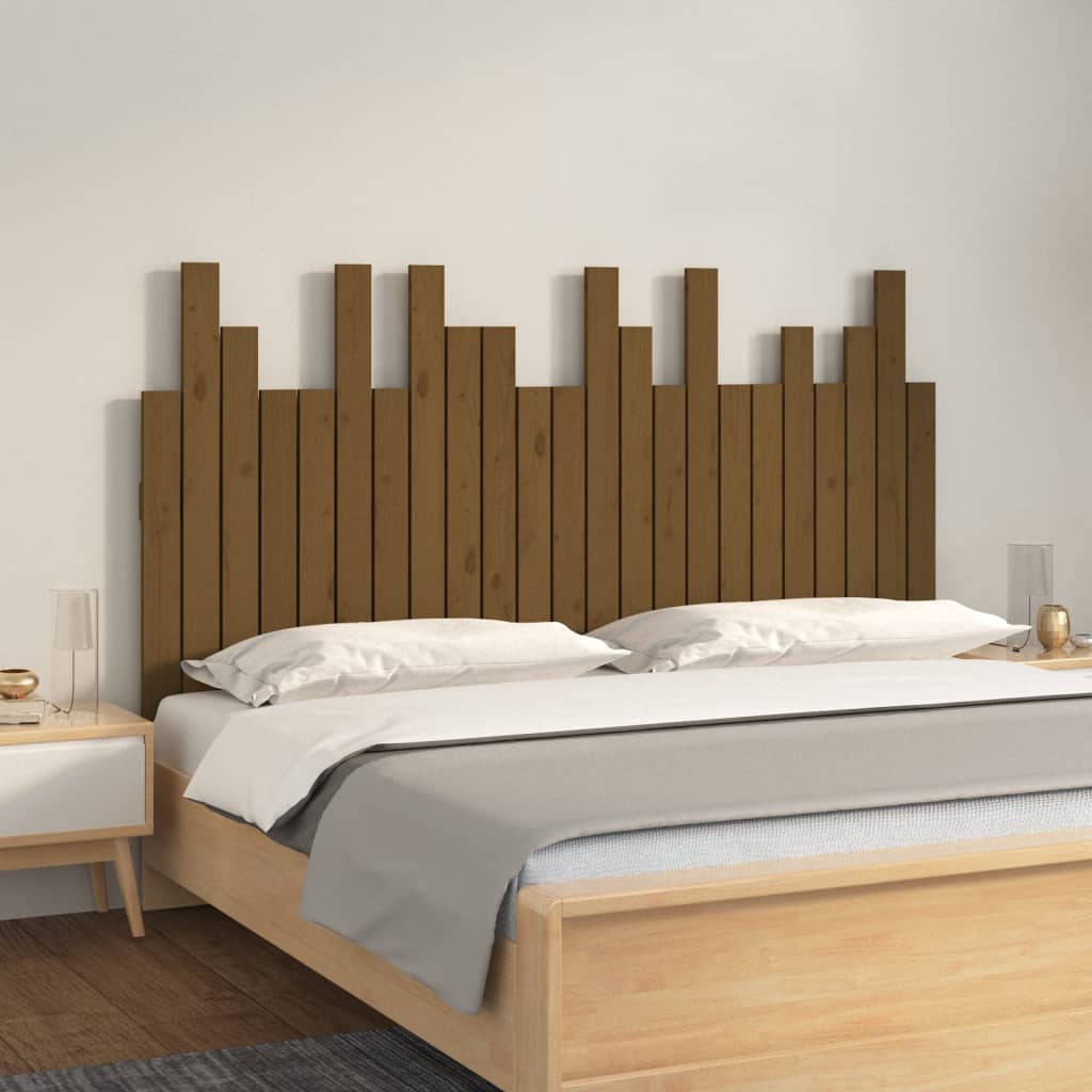 Hoofdbord wandmontage 146,5x3x80 cm grenenhout honingbruin – afbeelding 1