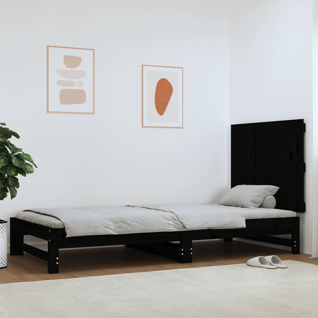 Wandhoofdbord 82,5x3x60 cm massief grenenhout zwart – afbeelding 1