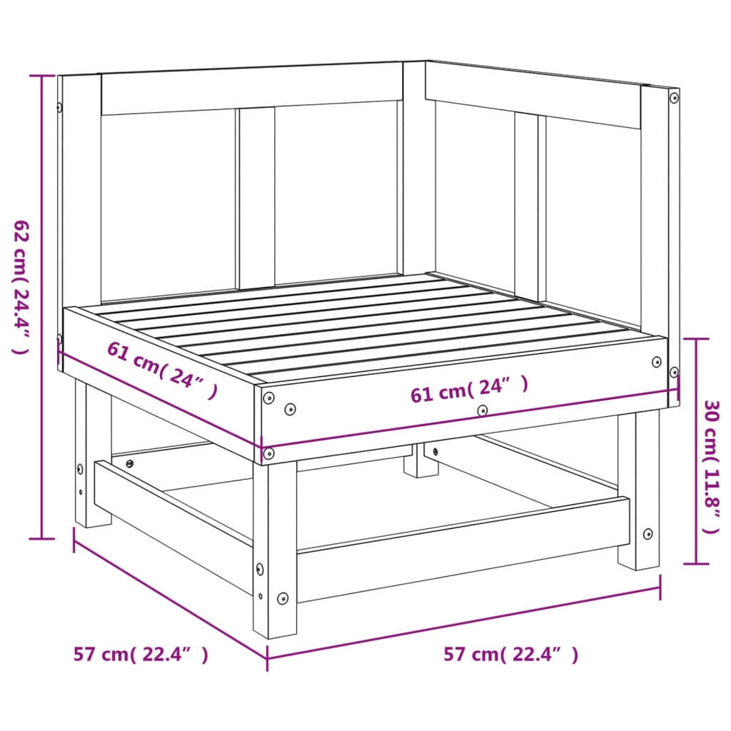 Tuinhoekbank massief grenenhout wit – afbeelding 7