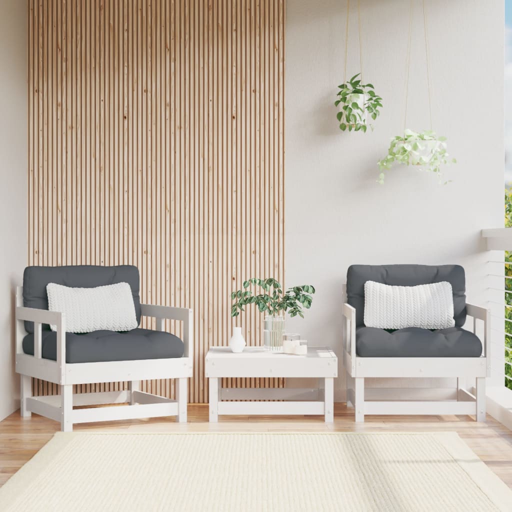 Tuinstoelen 2 st massief grenenhout wit – afbeelding 1