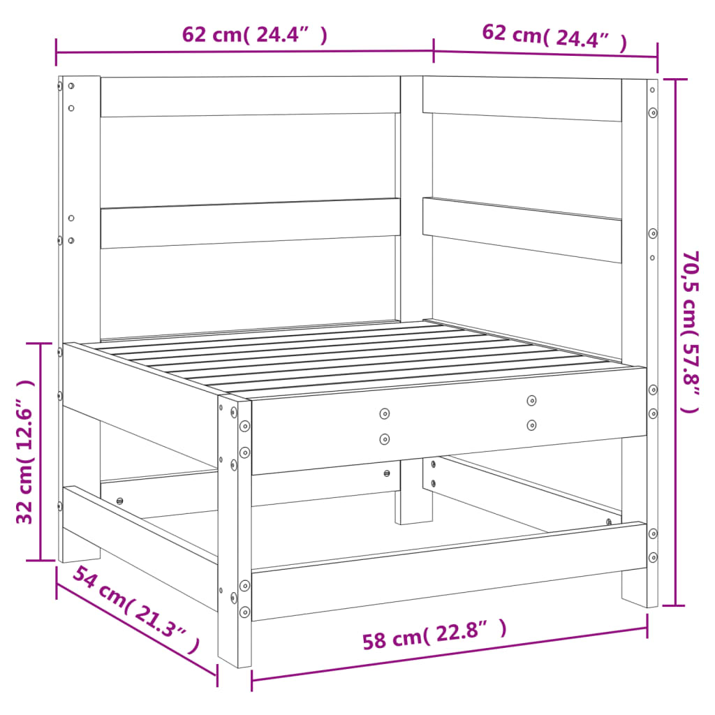 Tuinhoekbank massief grenenhout wit – afbeelding 7